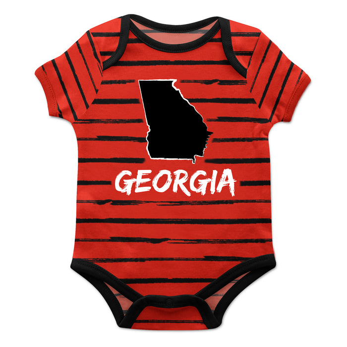 Georgia Stripe Red and Black Boys Onesie Short Sleeve