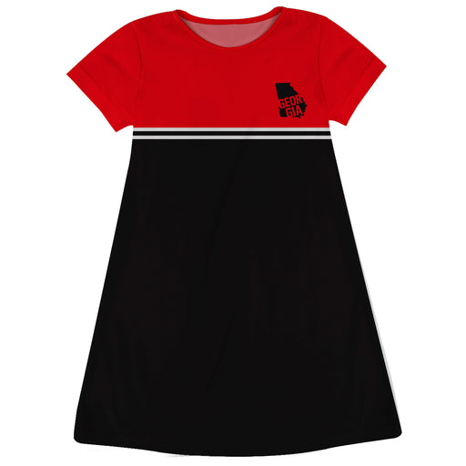 Georgia Black and Red Short Sleeve A Line Dress