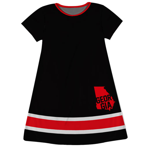 Georgia Black and Red Short Sleeve A Line Dress