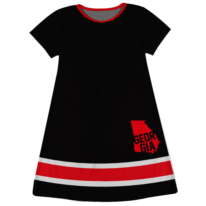 Georgia Black and Red Short Sleeve A Line Dress