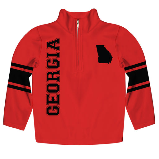 Georgia Stripes Red Long Sleeve Quarter Zip Sweatshirt