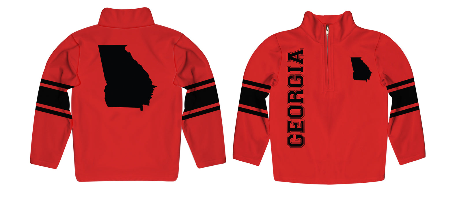 Georgia Stripes Red Long Sleeve Quarter Zip Sweatshirt - Vive La Fête - Online Apparel Store