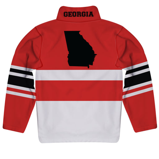 Georgia Logo Stripes Red Long Sleeve Quarter Zip Sweatshirt - Vive La Fête - Online Apparel Store