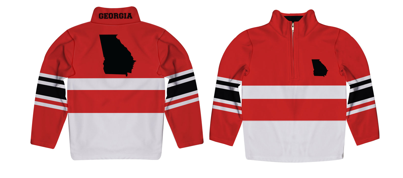 Georgia Logo Stripes Red Long Sleeve Quarter Zip Sweatshirt - Vive La Fête - Online Apparel Store