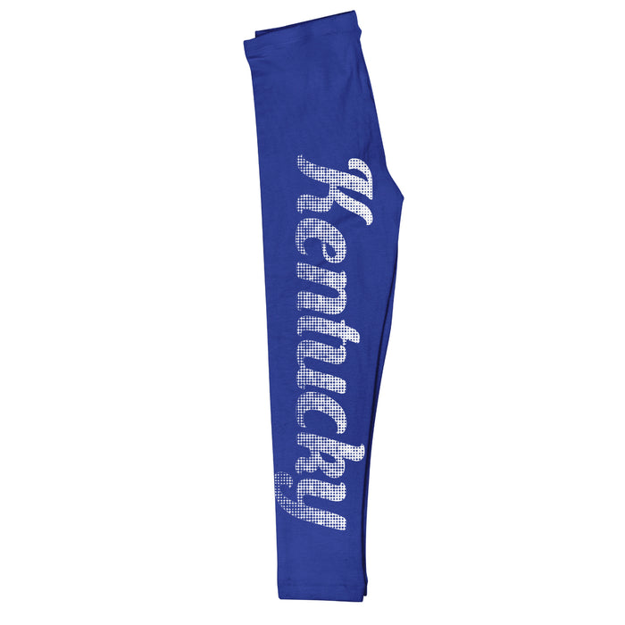 Kentucky Solid Blue Leggings With White Logo