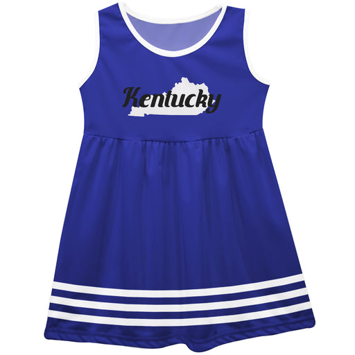 Kentucky Blue Sleeveless Tank Dress With White Black Stripes