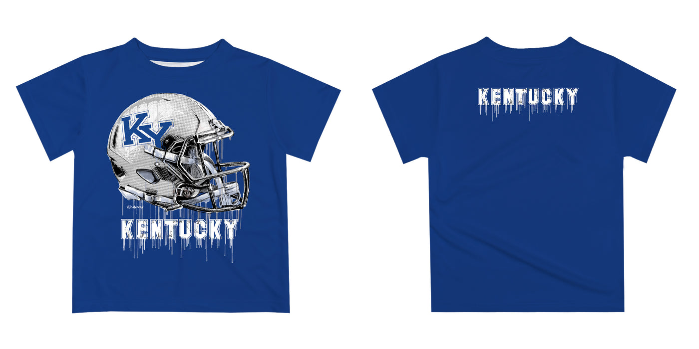 Kentucky Original Dripping Football Helmet Royal T-Shirt by Vive La Fete - Vive La Fête - Online Apparel Store