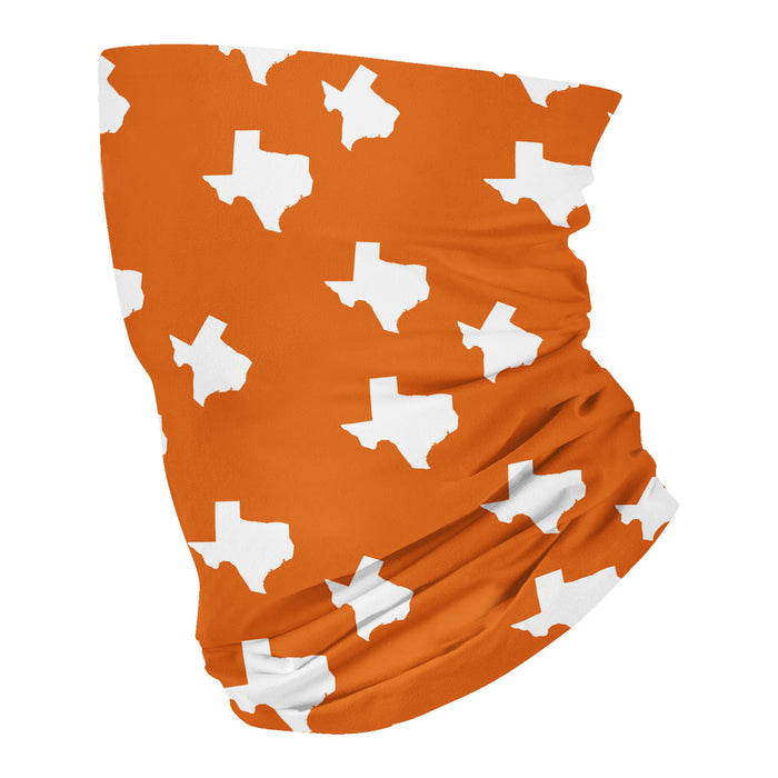 Texas Map All Over Logo Orange Neck Gaiter