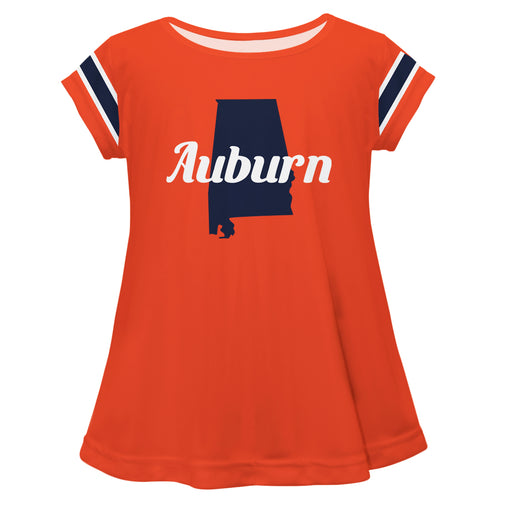 Auburn Orange and Blue Short Sleeve Laurie Top