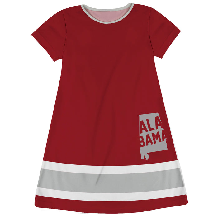 Red And Gray Short Sleeve A Line Dress - Vive La Fête - Online Apparel Store