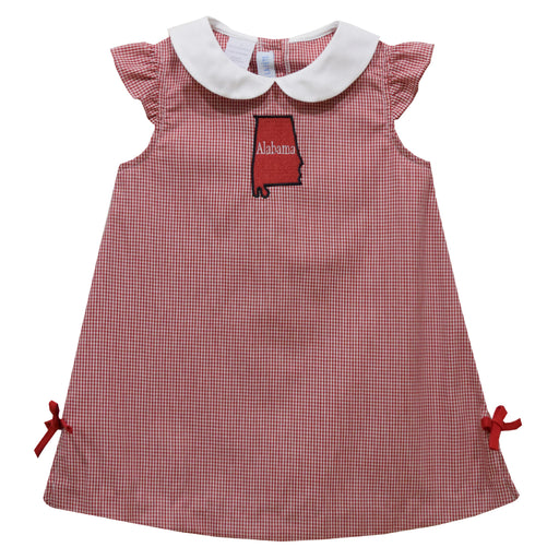 Alabama Embroidered Red Gingham A Line Dress