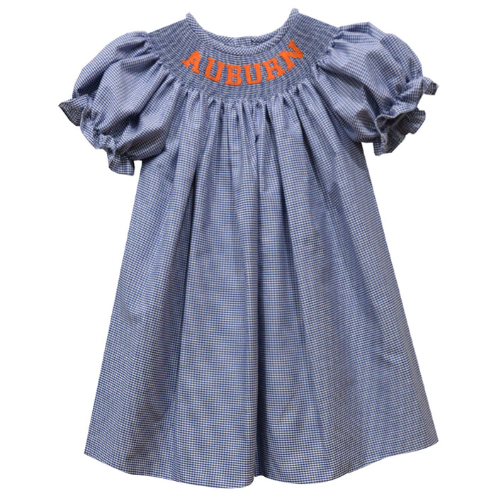 Auburn Smocked Navy Gingham Short Sleeve Bishop - Vive La Fête - Online Apparel Store