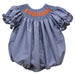Auburn Smocked Navy Gingham Short Sleeve Girls Bubble - Vive La Fête - Online Apparel Store