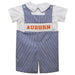 Auburn Smocked Navy Gingham Jon Jon and Short Sleeve Shirt