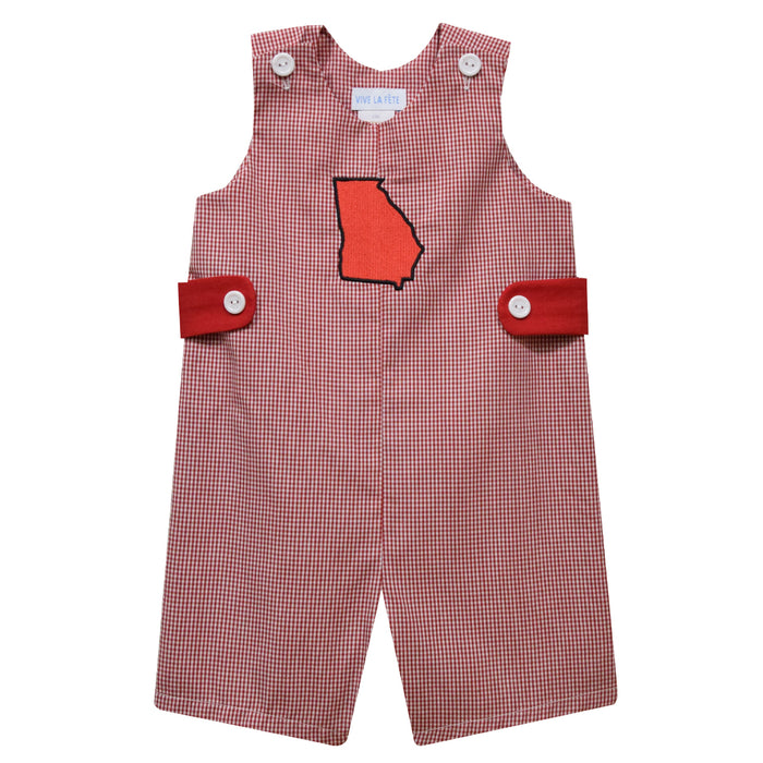 Georgia Embroidered Red Gingham Jon Jon - Vive La Fête - Online Apparel Store