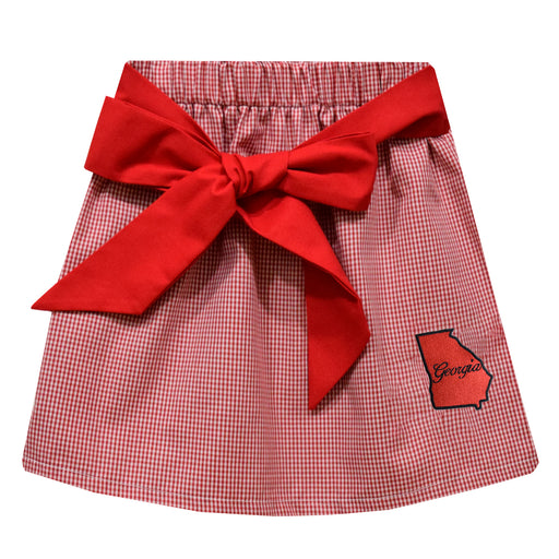Georgia Embroidered Red Gingham Skirt With Sash - Vive La Fête - Online Apparel Store