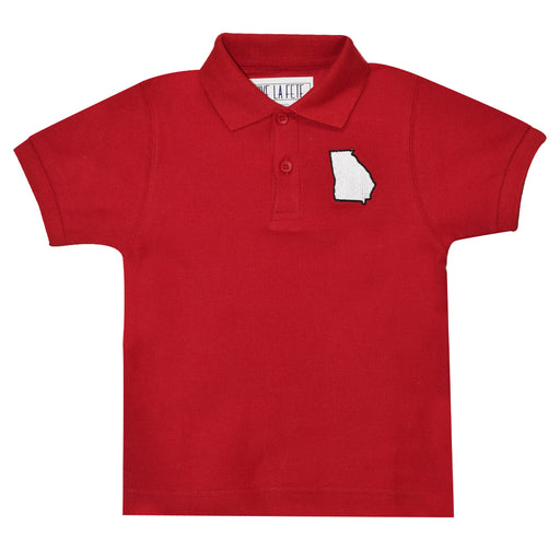 Georgia Embroidery Red Polo Box Shirt Short Sleeve