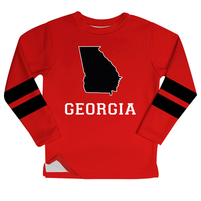 Georgia Stripes Red Long Sleeve Fleece Sweatshirt Side Vents - Vive La Fête - Online Apparel Store