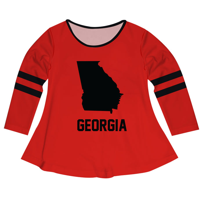 Georgia Big Logo Red Stripes Long Sleeve Girls Laurie Top - Vive La Fête - Online Apparel Store