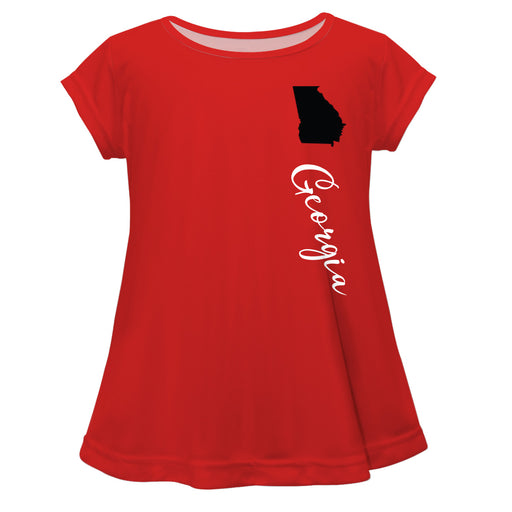 Georgia Red Solid Short Sleeve Girls Laurie Top - Vive La Fête - Online Apparel Store