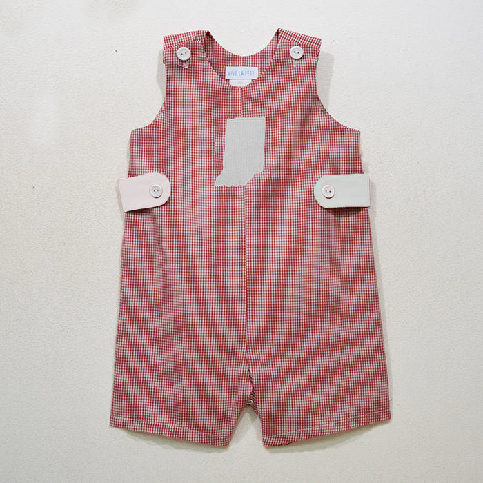 Indiana State Embroidered Red Gingham Jon Jon