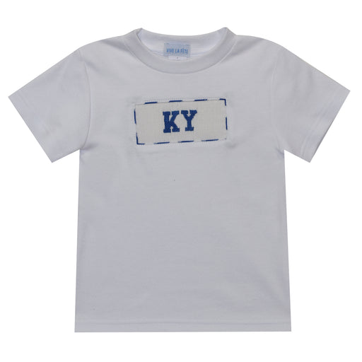 Kentucky Smocked Knit White Tee Shirt Short Sleeve - Vive La Fête - Online Apparel Store