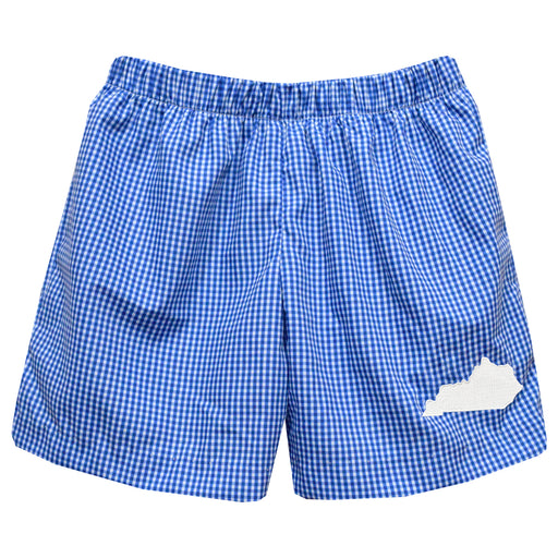 Kentucky Embroidered Royal Gingham Pull On Short