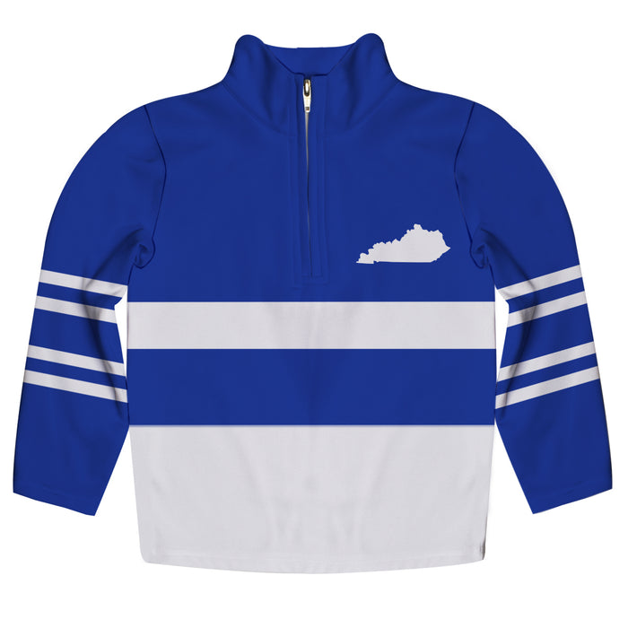 Kentucky Logo Stripes Blue Long Sleeve Quarter Zip Sweatshirt - Vive La Fête - Online Apparel Store