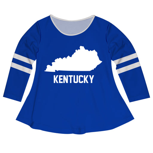 Kentucky Big Logo Blue Stripes Long Sleeve Girls Laurie Top