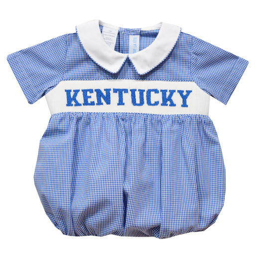 Kentucky Smocked Royal Gingham Short Sleeve Boys Bubble