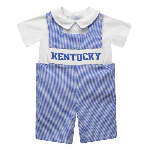Kentucky Smocked Royal Gingham Jon Jon and Short Sleeve Shirt