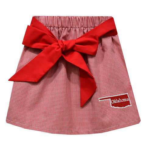 Oklahoma Map Embroidered Red Gingham Skirt With Sash - Vive La Fête - Online Apparel Store