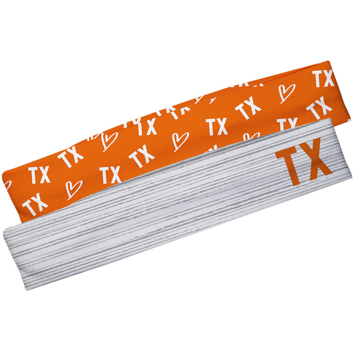 Texas White Solid And Orange Repeat Logo Headband Set - Vive La Fête - Online Apparel Store
