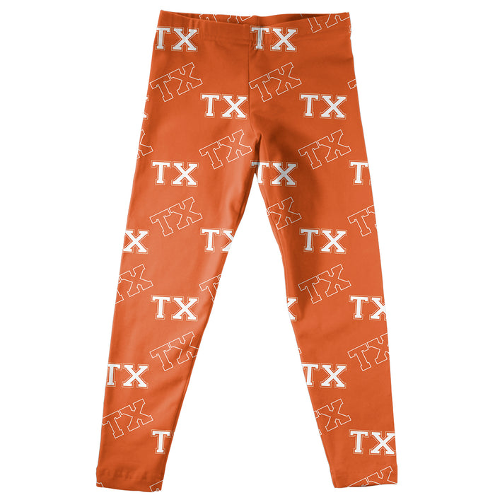 Texas All Over Logo Orange Leggings - Vive La Fête - Online Apparel Store