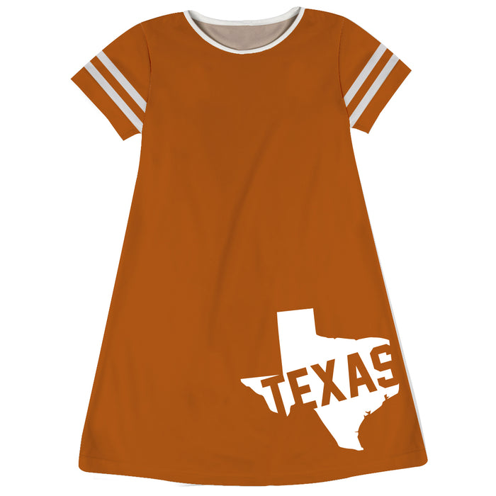 Texas Big Logo Orange Stripes Short Sleeve A Line Dress - Vive La Fête - Online Apparel Store