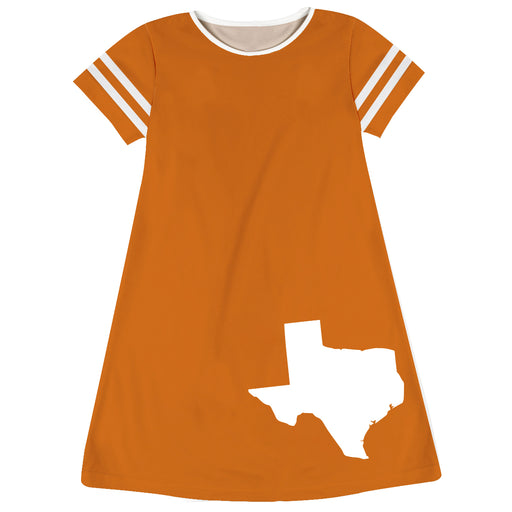 Texas Map Big Logo Orange Stripes Short Sleeve A Line Dress - Vive La Fête - Online Apparel Store