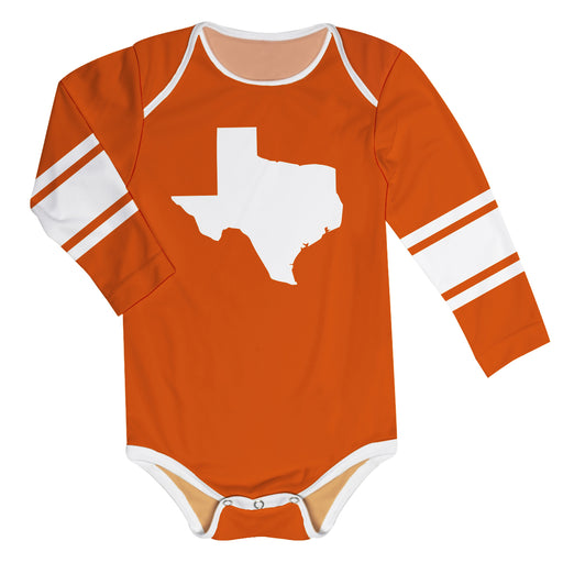Texas Map Stripes Orange Long Sleeve Onesie - Vive La Fête - Online Apparel Store