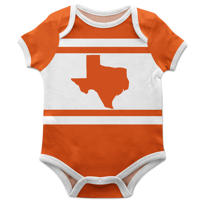 Texas Map Block Stripe Orange Short Sleeve Onesie - Vive La Fête - Online Apparel Store