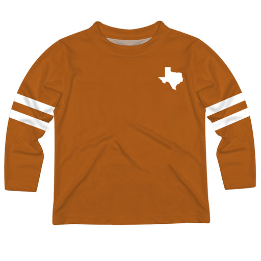 Texas Map Stripes Orange Long Sleeve Tee Shirt - Vive La Fête - Online Apparel Store