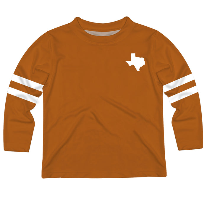 Texas Map Stripes Orange Long Sleeve Tee Shirt - Vive La Fête - Online Apparel Store