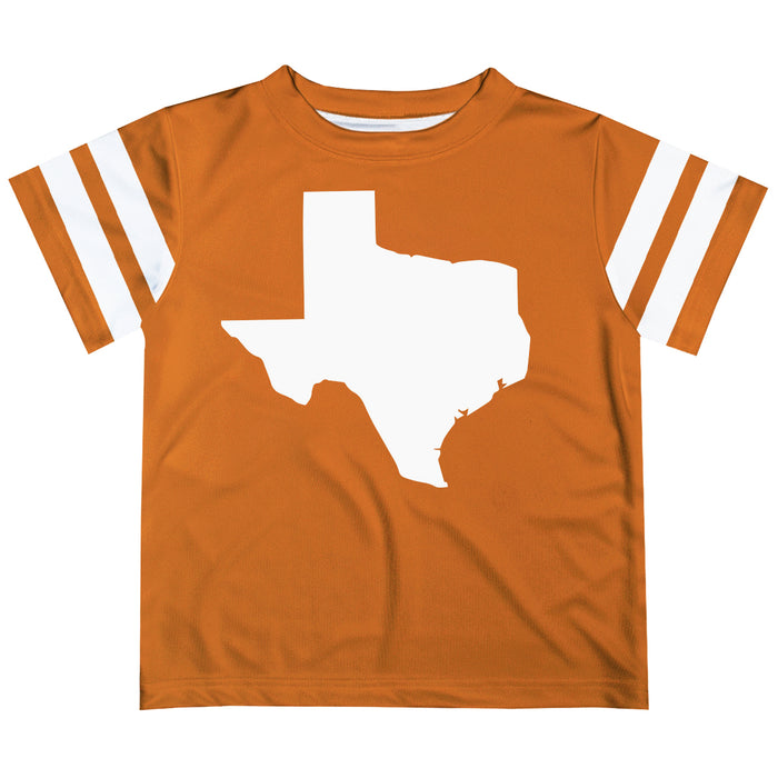 Texas Map Stripes Orange Short Sleeve Tee Shirt - Vive La Fête - Online Apparel Store