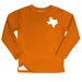 Texas Map Logo Orange Long Sleeve Fleece Sweatshirt Side Vents - Vive La Fête - Online Apparel Store