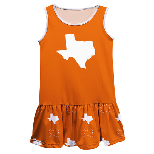 Texas Map Repeat Logo Orange Sleeveless Lily Dress - Vive La Fête - Online Apparel Store