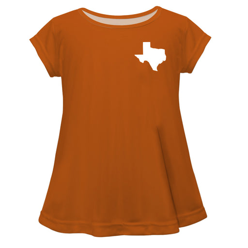 Texas Map Orange Solid Short Sleeve Girls Laurie Top - Vive La Fête - Online Apparel Store