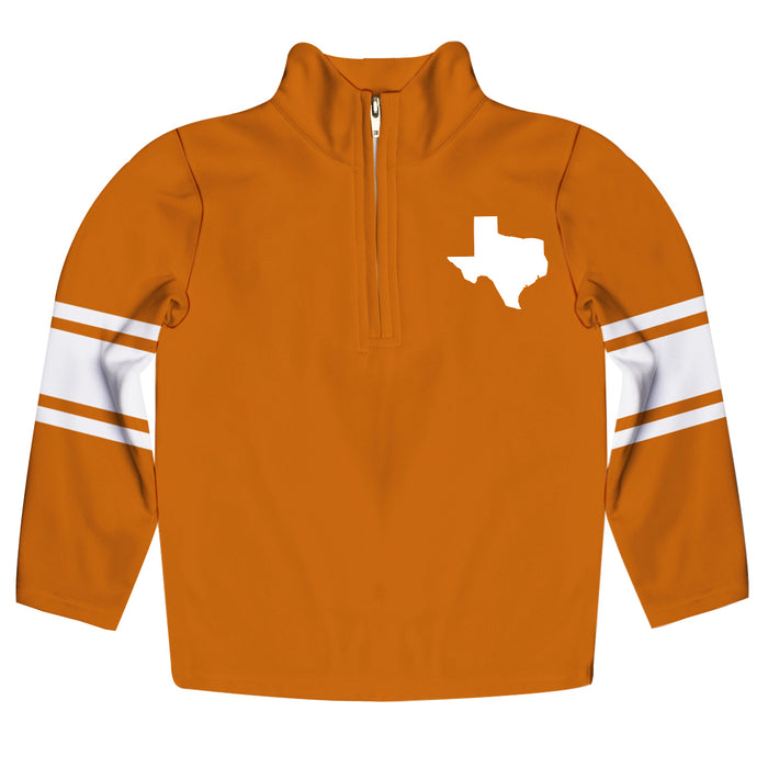 Texas Map Stripes Orange Long Sleeve Quarter Zip Sweatshirt - Vive La Fête - Online Apparel Store