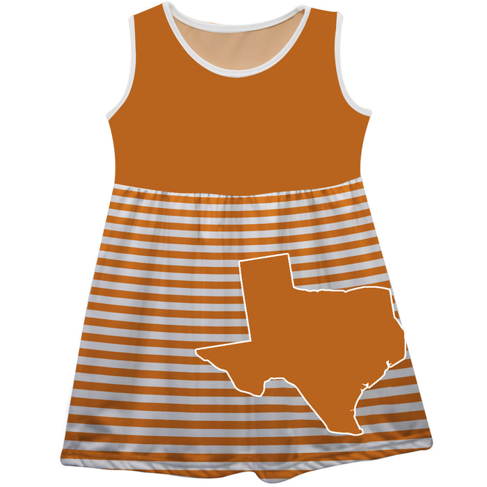 Texas Map Big Logo Orange And White Stripes Tank Dress - Vive La Fête - Online Apparel Store