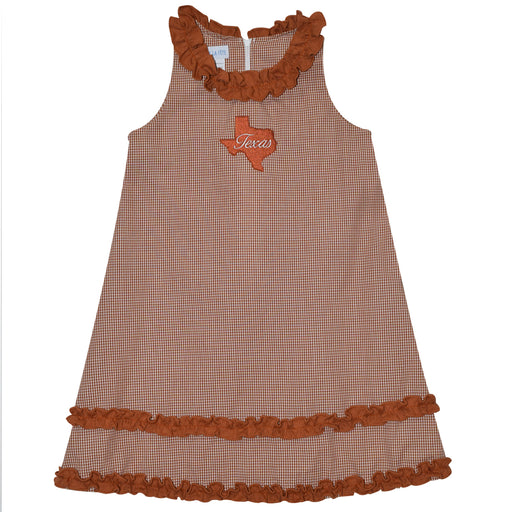 Texas Map Embroidered Rust Gingham Ruffle Jumper