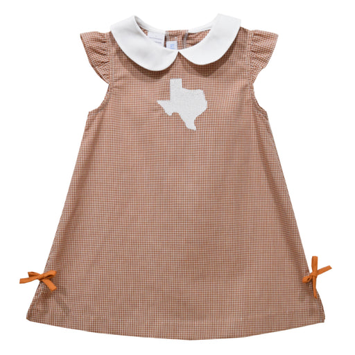 Texas Embroidery Rust Gingham Girls A Line Dress