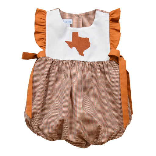 Texas Embroidery Rust Gingham Girls Bubble