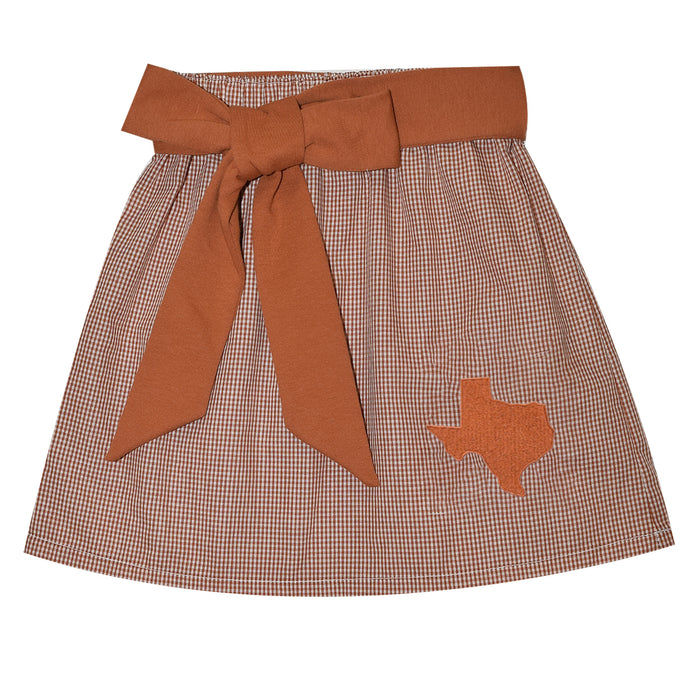 Texas Embroidered Rust Gingham Skirt With Sash